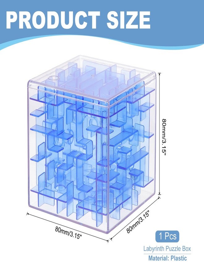 YOKIVE 1 Pcs Labyrinth Puzzle Box, Puzzle Cube Funny Labyrinth Game Puzzle Box Mind Teasers Leisure Toys, Great for Teens and Adults Birthday Gifts (Transparent Blue, 3.15-Inch) - Image 2